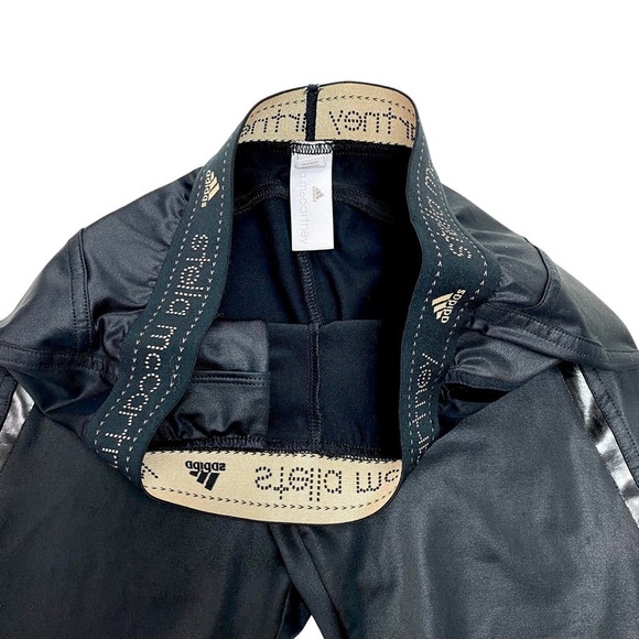 STELLA Mccartney Adidas Spell out Waist Ankle zip Running tights in Shiny Black - Picture 8 of 10